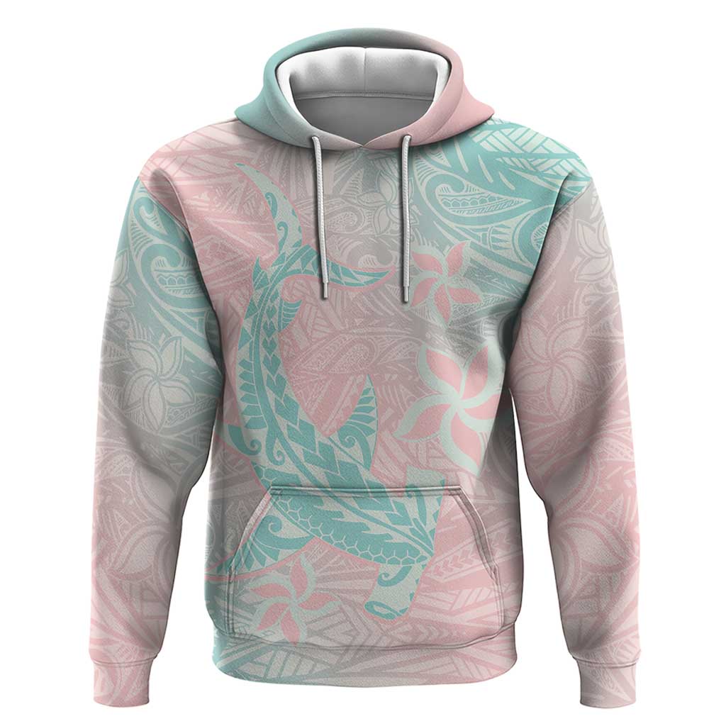 Baby Pink Gradient Polynesia Zip Hoodie Hawaiian Tribal Hammerhead Shark Tattoo
