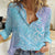 Baby Blue Gradient Polynesia Women Casual Shirt Hawaiian Tribal Hammerhead Shark Tattoo