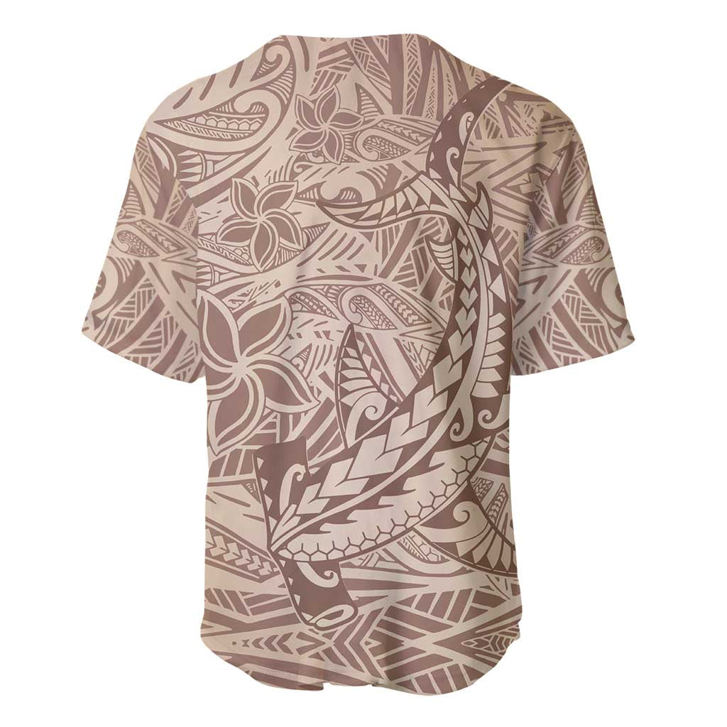 Pastel Brown Polynesia Baseball Jersey Hawaiian Tribal Hammerhead Shark Tattoo LT14 - Polynesian Pride