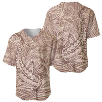 Pastel Brown Polynesia Baseball Jersey Hawaiian Tribal Hammerhead Shark Tattoo LT14 - Polynesian Pride