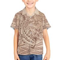 Pink Gradient Polynesia Family Matching Off Shoulder Maxi Dress and Hawaiian Shirt Hawaiian Tribal Hammerhead Shark Tattoo