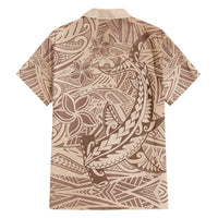 Pastel Brown Polynesia Family Matching Summer Maxi Dress and Hawaiian Shirt Hawaiian Tribal Hammerhead Shark Tattoo LT14 - Polynesian Pride