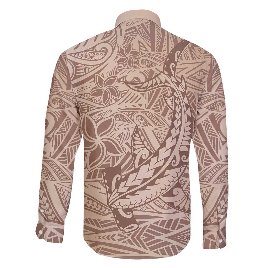 Pastel Brown Polynesia Family Matching Tank Maxi Dress and Hawaiian Shirt Hawaiian Tribal Hammerhead Shark Tattoo LT14 - Polynesian Pride