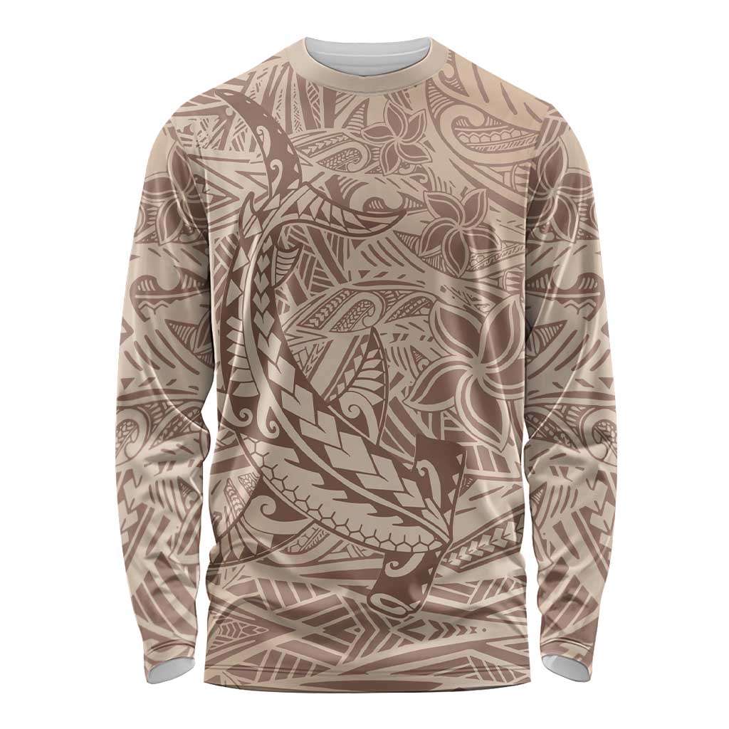 Pastel Brown Polynesia Long Sleeve Shirt Hawaiian Tribal Hammerhead Shark Tattoo LT14 Unisex Pastel Brown - Polynesian Pride