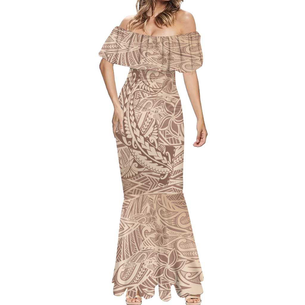 Pink Gradient Polynesia Mermaid Dress Hawaiian Tribal Hammerhead Shark Tattoo