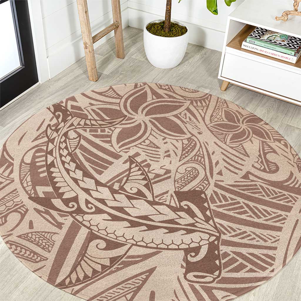 Pastel Brown Polynesia Round Carpet Hawaiian Tribal Hammerhead Shark Tattoo LT14 Pastel Brown - Polynesian Pride