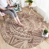 Pastel Brown Polynesia Round Carpet Hawaiian Tribal Hammerhead Shark Tattoo LT14 - Polynesian Pride