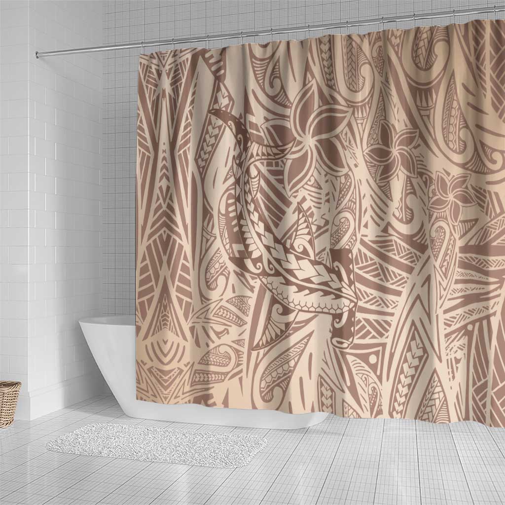 Pink Gradient Polynesia Shower Curtain Hawaiian Tribal Hammerhead Shark Tattoo