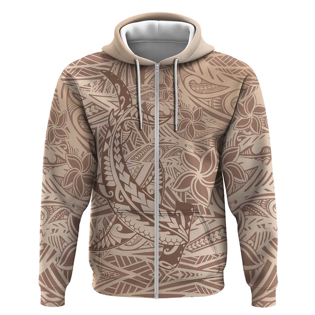 Pink Gradient Polynesia Zip Hoodie Hawaiian Tribal Hammerhead Shark Tattoo