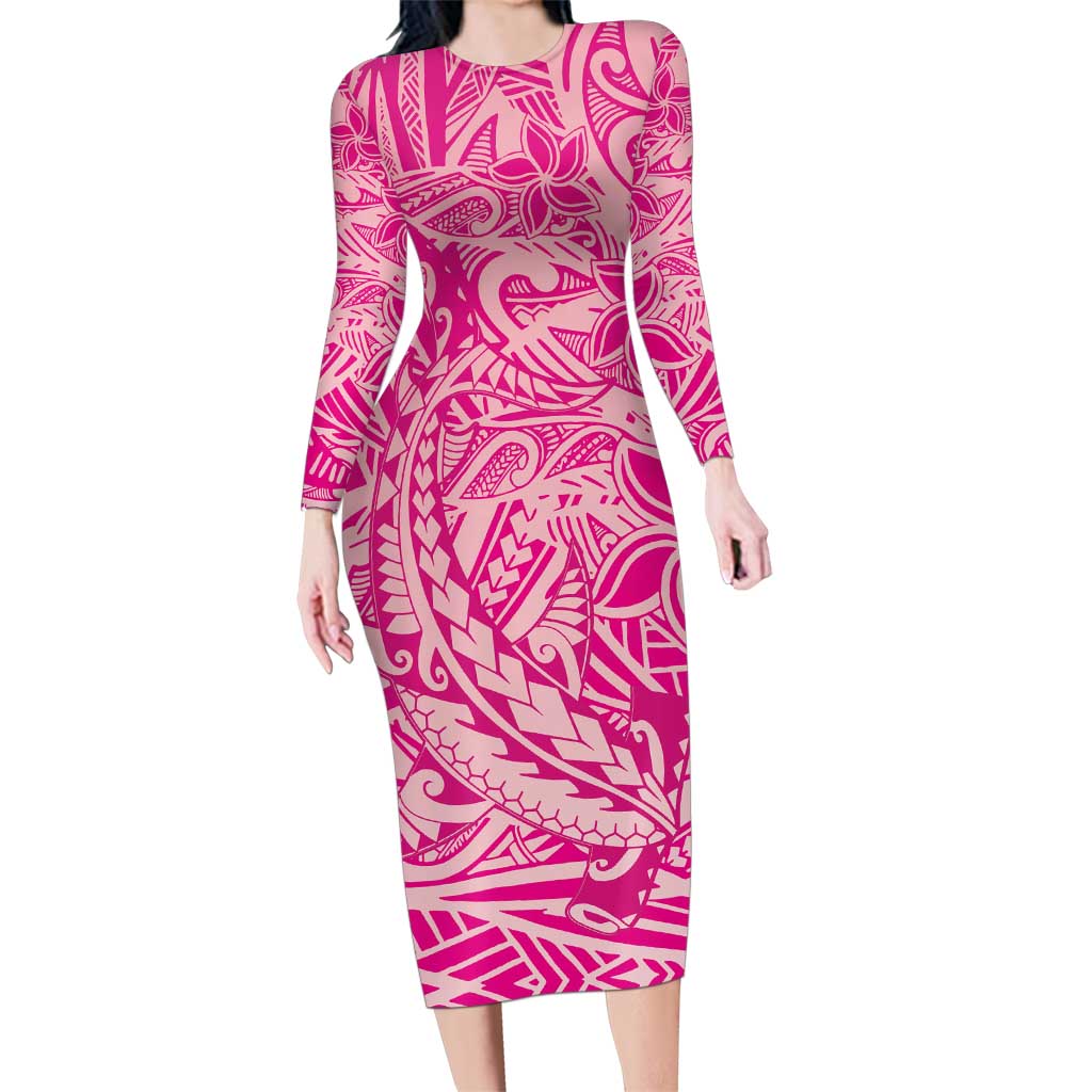 Beige Gradient Polynesia Family Matching Long Sleeve Bodycon Dress and Hawaiian Shirt Hawaiian Tribal Hammerhead Shark Tattoo