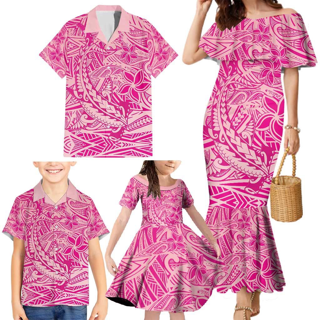 Beige Gradient Polynesia Family Matching Mermaid Dress and Hawaiian Shirt Hawaiian Tribal Hammerhead Shark Tattoo