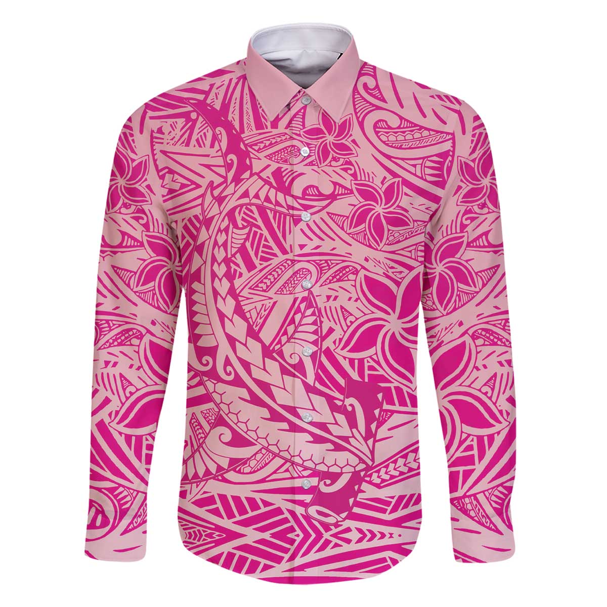 Beige Gradient Polynesia Family Matching Off The Shoulder Long Sleeve Dress and Hawaiian Shirt Hawaiian Tribal Hammerhead Shark Tattoo LT14 Dad's Shirt - Long Sleeve Beige - Polynesian Pride