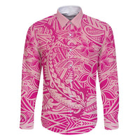 Beige Gradient Polynesia Family Matching Summer Maxi Dress and Hawaiian Shirt Hawaiian Tribal Hammerhead Shark Tattoo LT14 Dad's Shirt - Long Sleeve Beige - Polynesian Pride