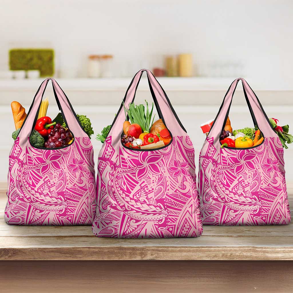 Beige Gradient Polynesia Grocery Bag Hawaiian Tribal Hammerhead Shark Tattoo