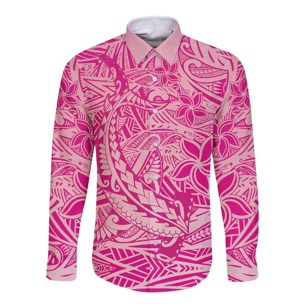 Beige Gradient Polynesia Long Sleeve Button Shirt Hawaiian Tribal Hammerhead Shark Tattoo LT14 Unisex Beige - Polynesian Pride