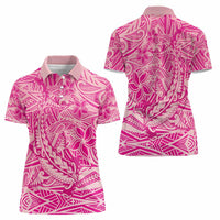 Beige Gradient Polynesia Women Polo Shirt Hawaiian Tribal Hammerhead Shark Tattoo