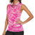 Beige Gradient Polynesia Women Sleeveless Polo Shirt Hawaiian Tribal Hammerhead Shark Tattoo