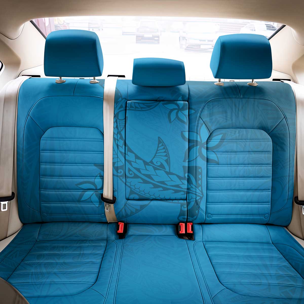 Blue Gradient Polynesia Back Car Seat Cover Hawaiian Tribal Hammerhead Shark Tattoo LT14 - Polynesian Pride