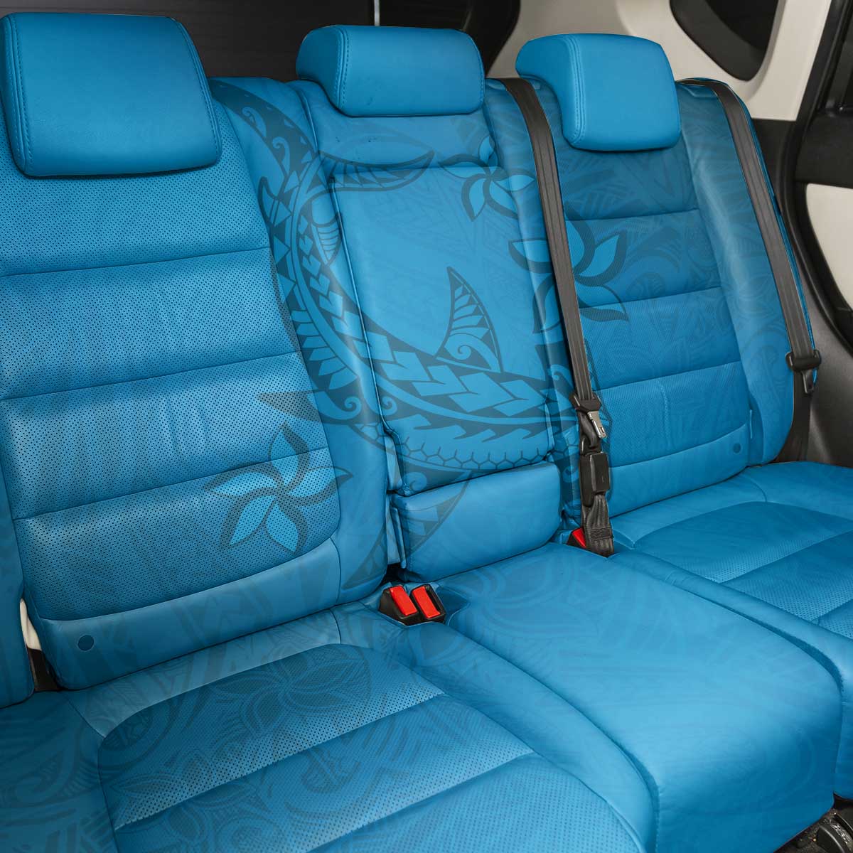 Blue Gradient Polynesia Back Car Seat Cover Hawaiian Tribal Hammerhead Shark Tattoo LT14 - Polynesian Pride