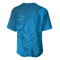 Blue Gradient Polynesia Baseball Jersey Hawaiian Tribal Hammerhead Shark Tattoo LT14 - Polynesian Pride