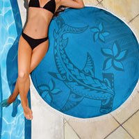 Blue Gradient Polynesia Beach Blanket Hawaiian Tribal Hammerhead Shark Tattoo