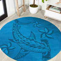 Blue Gradient Polynesia Round Carpet Hawaiian Tribal Hammerhead Shark Tattoo LT14 Blue - Polynesian Pride