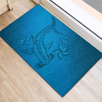 Blue Gradient Polynesia Rubber Doormat Hawaiian Tribal Hammerhead Shark Tattoo LT14 - Polynesian Pride