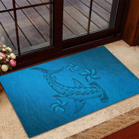 Blue Gradient Polynesia Rubber Doormat Hawaiian Tribal Hammerhead Shark Tattoo LT14 - Polynesian Pride