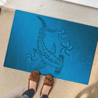 Blue Gradient Polynesia Rubber Doormat Hawaiian Tribal Hammerhead Shark Tattoo LT14 - Polynesian Pride