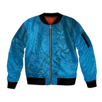 Blue Gradient Polynesia Sleeve Zip Bomber Jacket Hawaiian Tribal Hammerhead Shark Tattoo LT14 Unisex Blue - Polynesian Pride