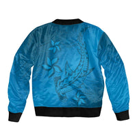 Blue Gradient Polynesia Sleeve Zip Bomber Jacket Hawaiian Tribal Hammerhead Shark Tattoo LT14 - Polynesian Pride