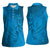 Blue Gradient Polynesia Women Sleeveless Polo Shirt Hawaiian Tribal Hammerhead Shark Tattoo