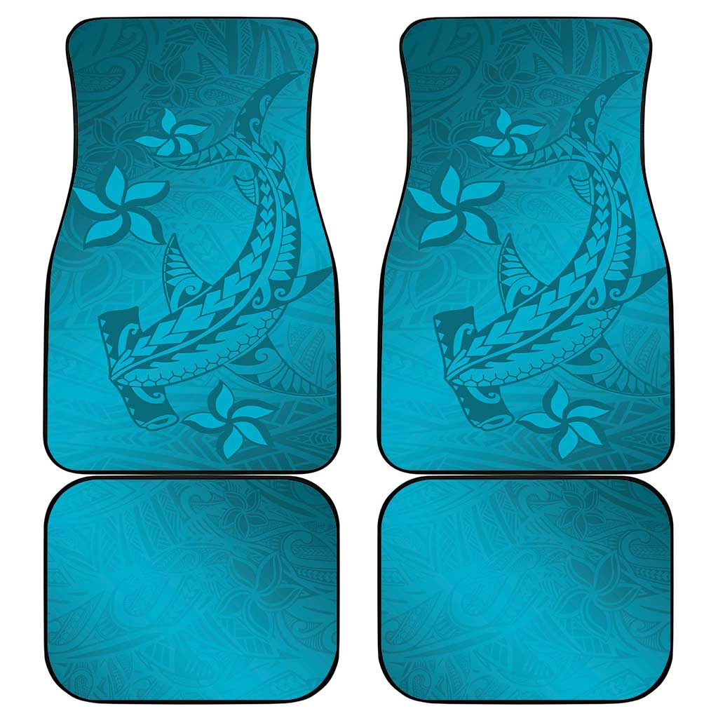 Dark Cyan Gradient Polynesia Car Mats Hawaiian Tribal Hammerhead Shark Tattoo