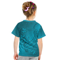 Dark Cyan Gradient Polynesia Kid T Shirt Hawaiian Tribal Hammerhead Shark Tattoo