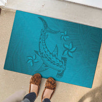 Dark Cyan Gradient Polynesia Rubber Doormat Hawaiian Tribal Hammerhead Shark Tattoo LT14 - Polynesian Pride
