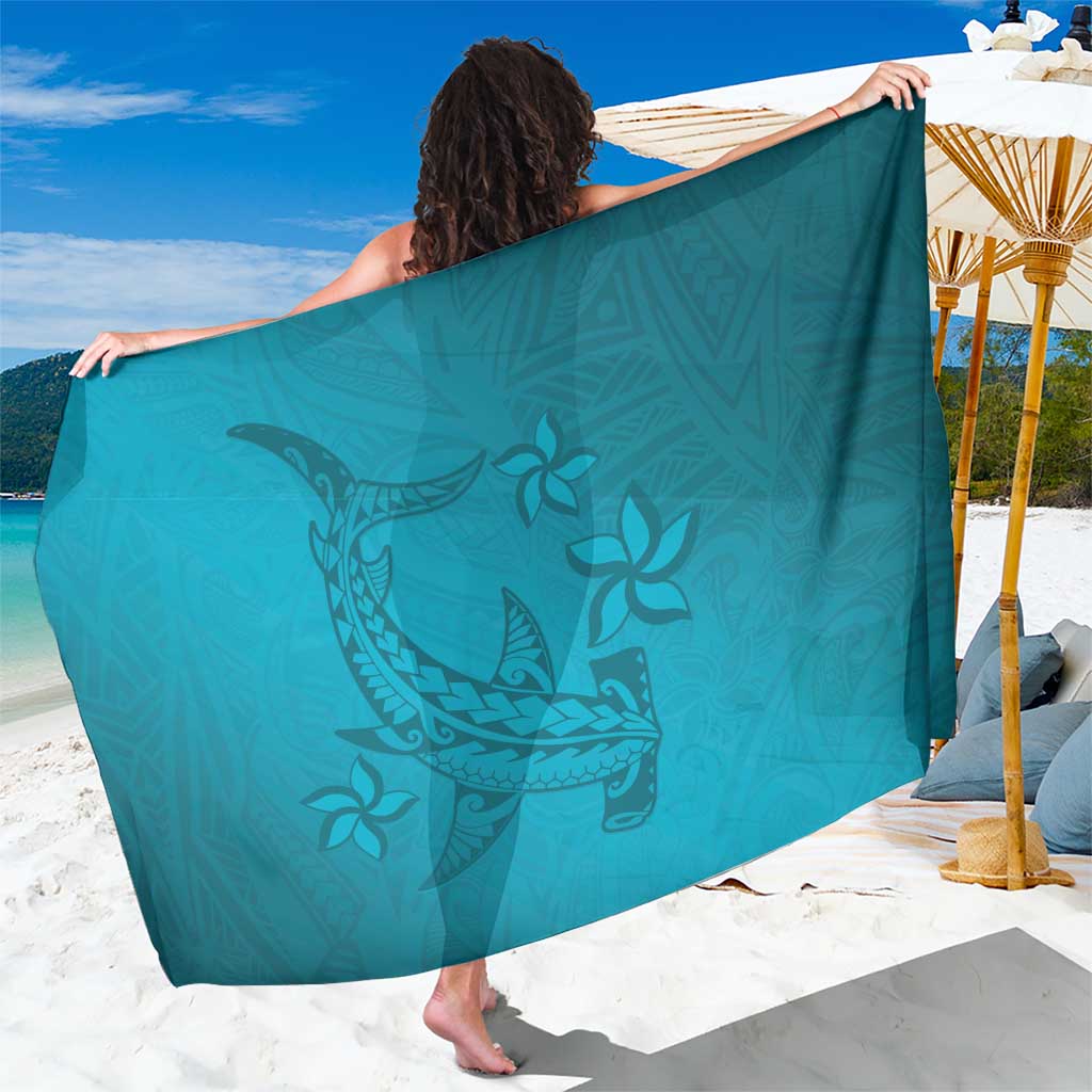 Dark Cyan Gradient Polynesia Sarong Hawaiian Tribal Hammerhead Shark Tattoo LT14 One Size 44 x 66 inches Dark Cyan - Polynesian Pride