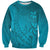 Dark Cyan Gradient Polynesia Sweatshirt Hawaiian Tribal Hammerhead Shark Tattoo