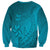 Dark Cyan Gradient Polynesia Sweatshirt Hawaiian Tribal Hammerhead Shark Tattoo