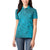 Dark Cyan Gradient Polynesia Women Polo Shirt Hawaiian Tribal Hammerhead Shark Tattoo