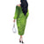 Green Gradient Polynesia Off The Shoulder Long Sleeve Dress Hawaiian Tribal Hammerhead Shark Tattoo
