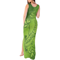 Green Gradient Polynesia Tank Maxi Dress Hawaiian Tribal Hammerhead Shark Tattoo