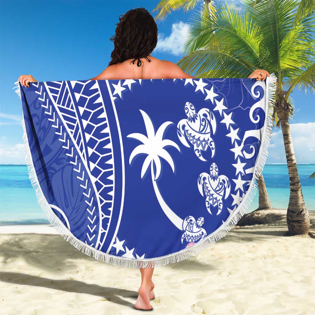 FSM Chuuk Constitution Day Beach Blanket Frangipani Flowers Polynesian Curves Style