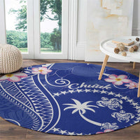 FSM Chuuk Constitution Day Round Carpet Frangipani Flowers Polynesian Curves Style