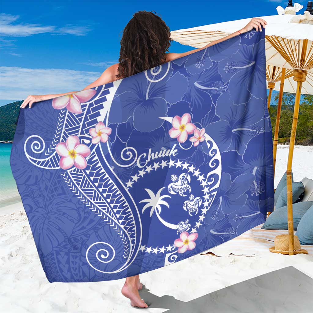 FSM Chuuk Constitution Day Sarong Frangipani Flowers Polynesian Curves Style LT14 One Size 44 x 66 inches Blue - Polynesian Pride