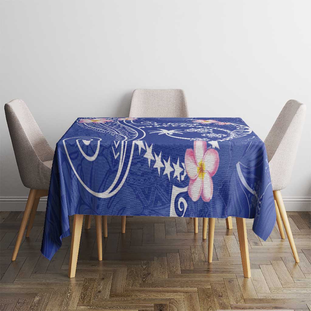 FSM Chuuk Constitution Day Tablecloth Frangipani Flowers Polynesian Curves Style
