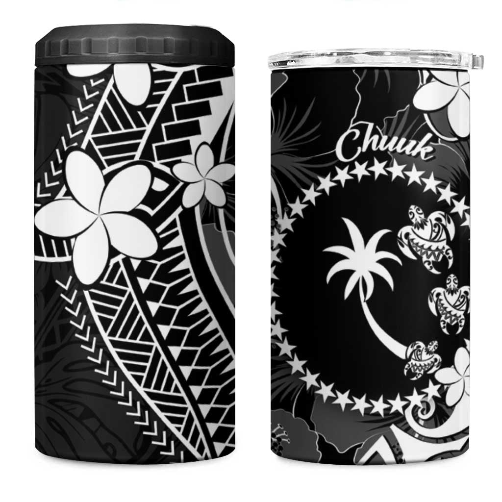 FSM Chuuk 4 in 1 Can Cooler Tumbler Turtle Tropical Flowers Polynesian - Black LT14 One Size: 16 oz Black - Polynesian Pride
