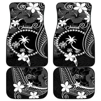 FSM Chuuk Car Mats Turtle Tropical Flowers Polynesian - Black