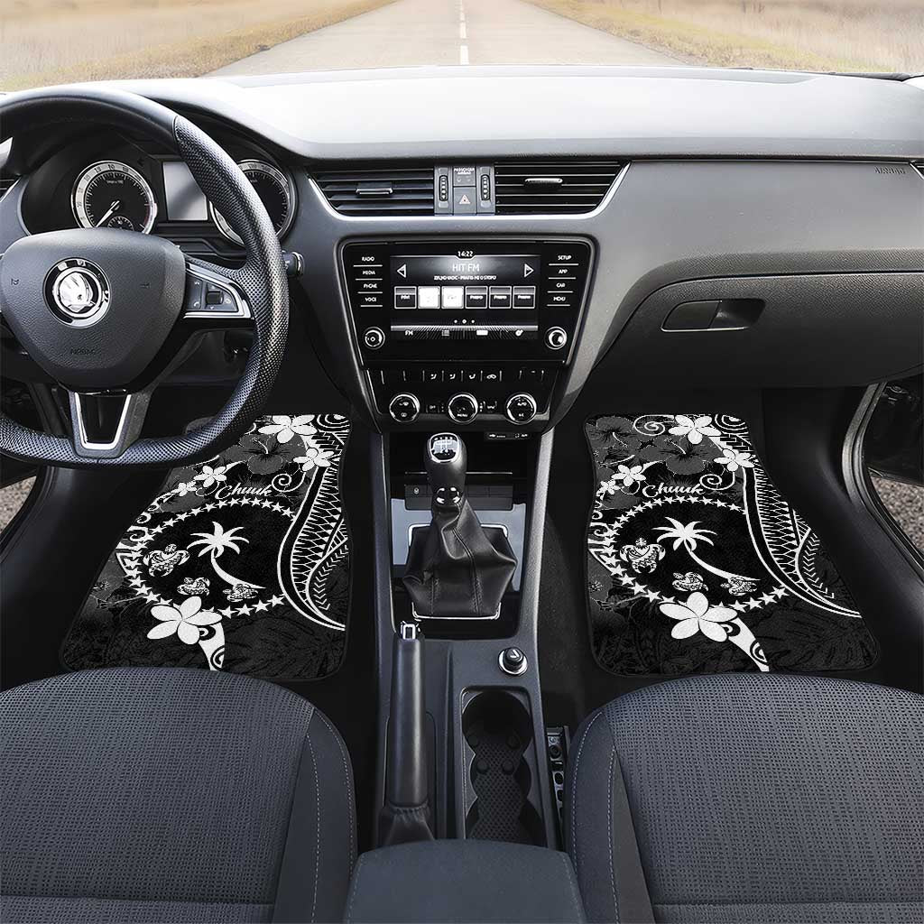 FSM Chuuk Car Mats Turtle Tropical Flowers Polynesian - Black