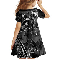 FSM Chuuk Family Matching Long Sleeve Bodycon Dress and Hawaiian Shirt Turtle Tropical Flowers Polynesian - Black LT14 - Polynesian Pride