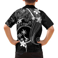 FSM Chuuk Family Matching Off The Shoulder Long Sleeve Dress and Hawaiian Shirt Turtle Tropical Flowers Polynesian - Black LT14 - Polynesian Pride